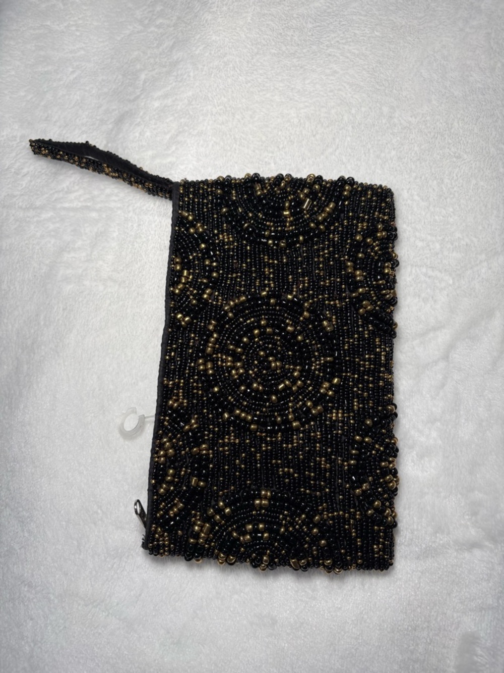 Beaded Wristlet Clutch - Black & Gold